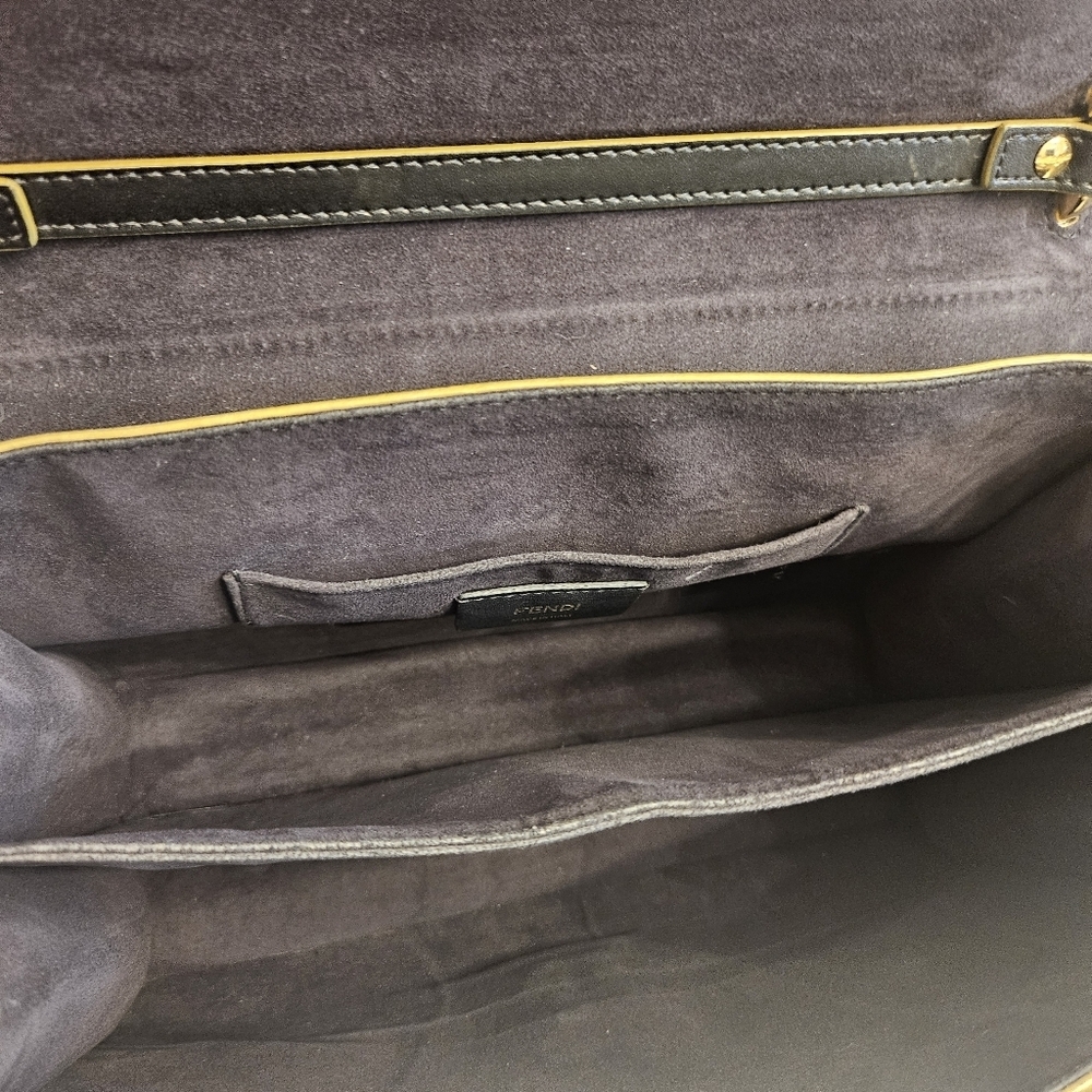 Fendi Kan I Scalloped Leather Chain Bag | Black | - Picture 8 of 14